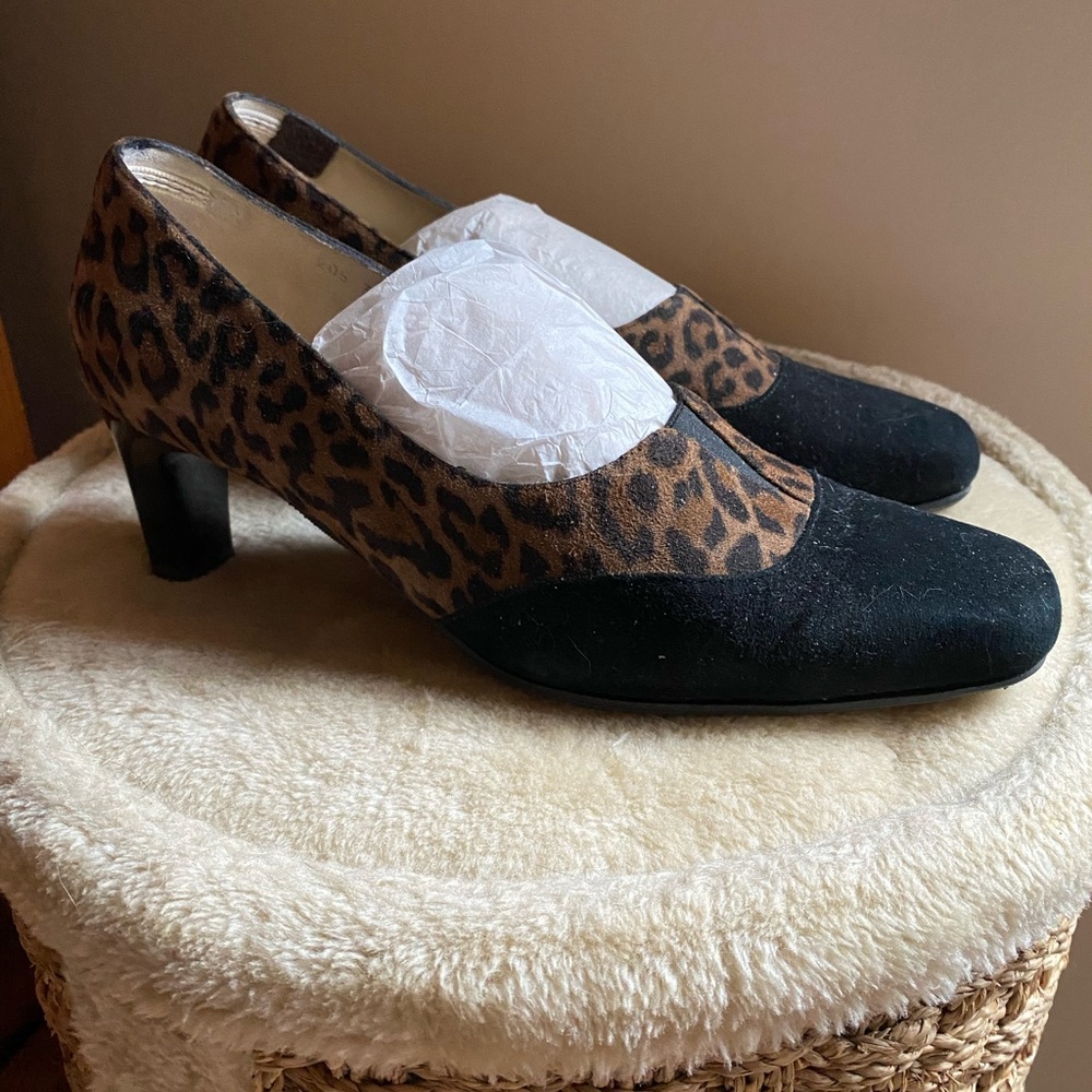 Ron White Leopard Print and Black Women's Heels